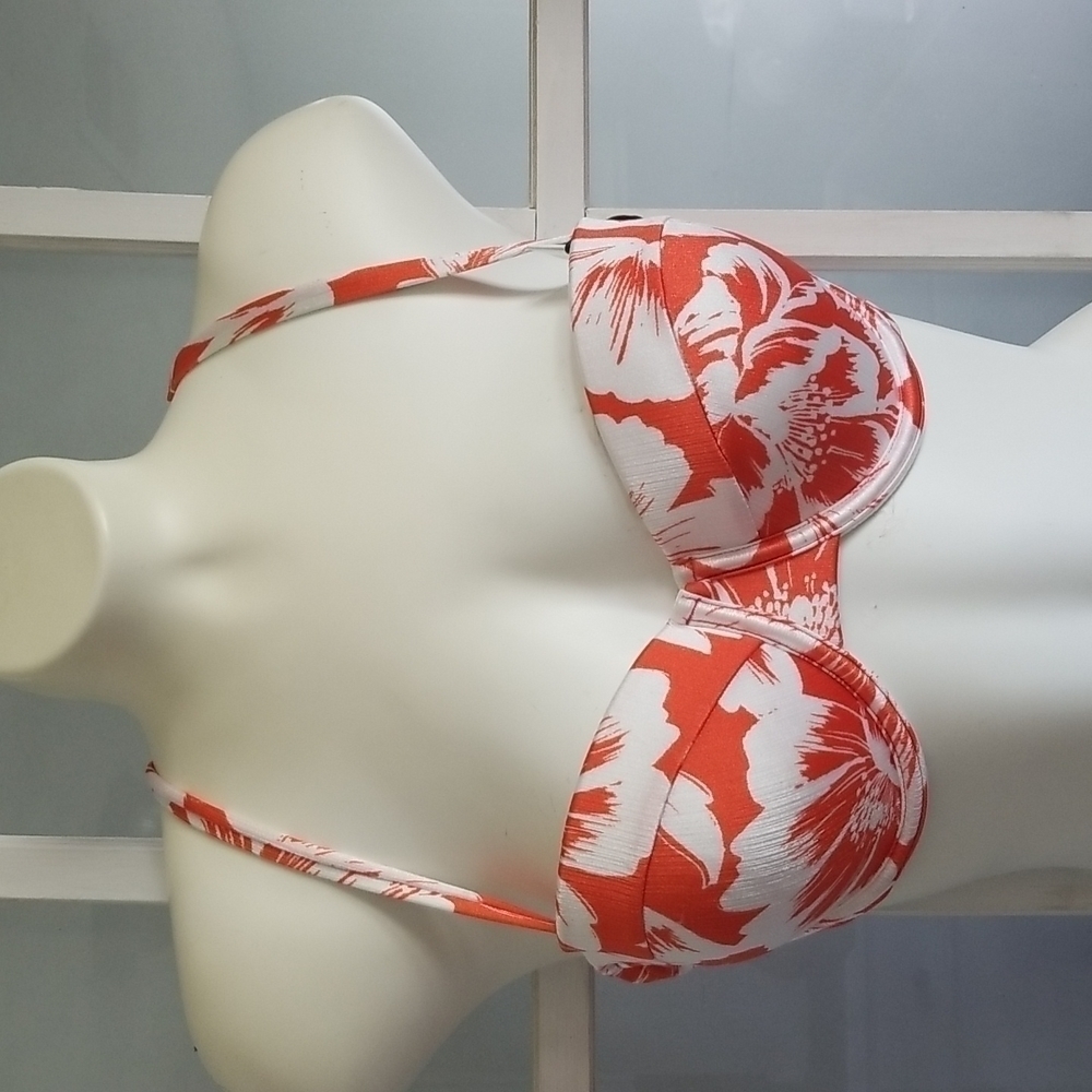 Shade & Shore Bikini Top Floral Orange White — image 4 of 8